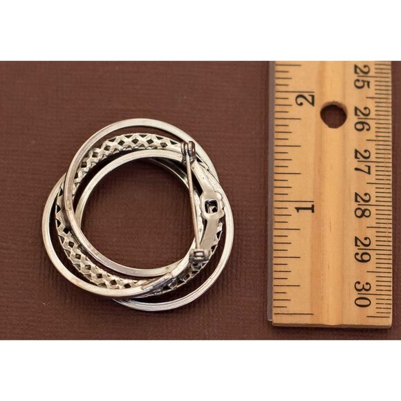 Vintage Serpent Elegance Silver Tone Multi Rings Spiral Brooch - U19 - Picture 2 of 2